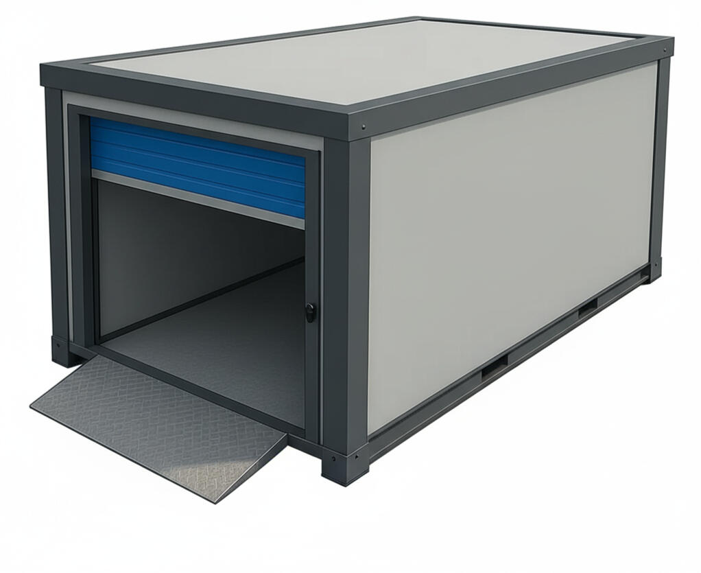 Strongholds external storage units at Locked Self Storage Alloa, featuring insulated steel walls, aerogel climate protection, and secure digital locks for year-round protection.